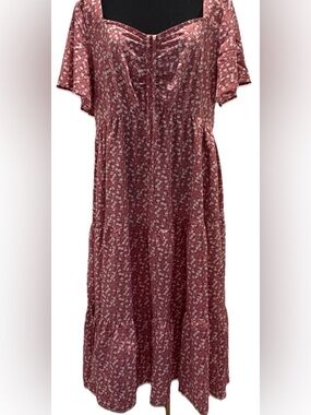 BloomChic Women's Floral Short Sleeve Pink & White Maxi Dress, Size 18-20, NWT